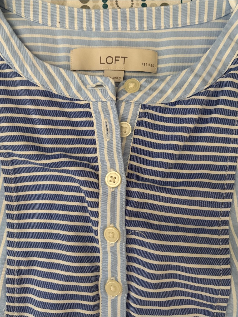 LOFT Blue and White Striped Sleeveless Shift Dress - Picture 3 of 4